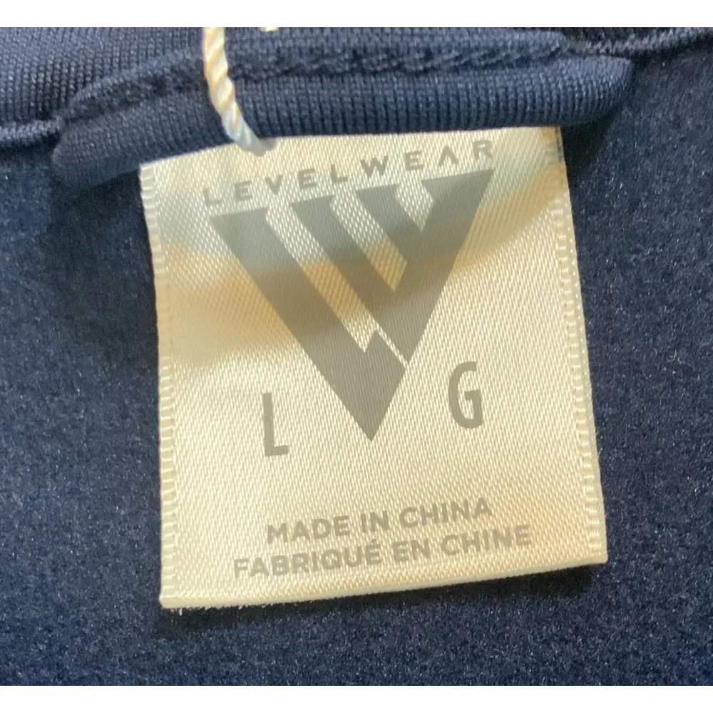 Levelwear Mens Athletic Pullover Large Navy Blue 1/4 Zip Stand Up Collar Outdoor
